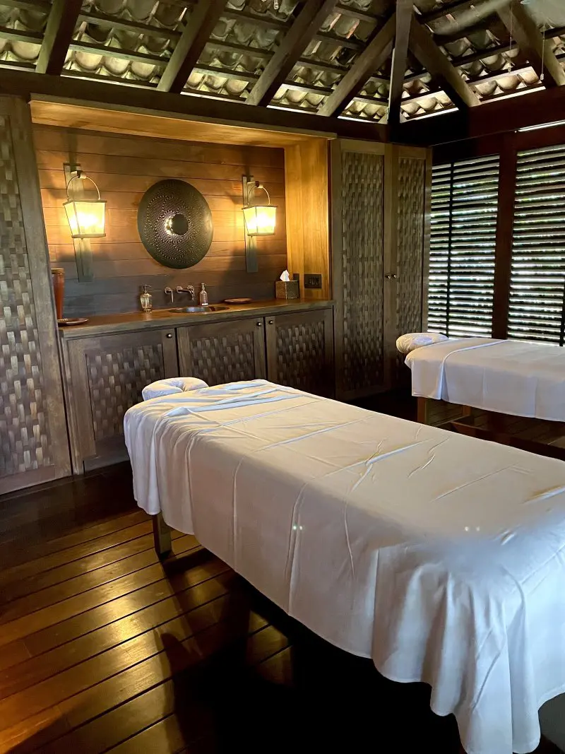 Massage tables side by side.