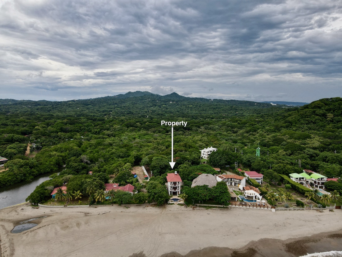 Aerial photo with property mark from the beach
