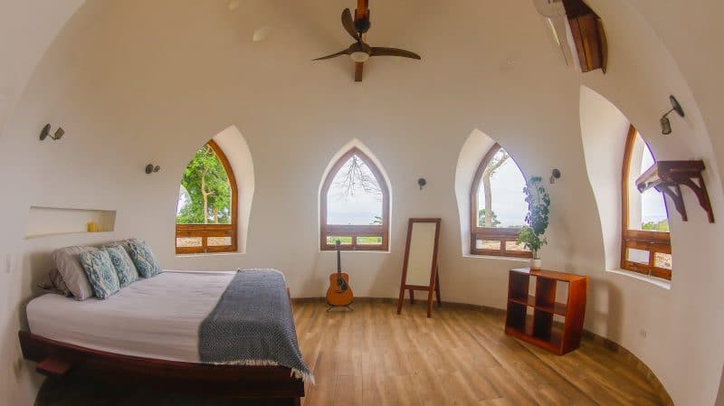 Bedroom in Casa Domos dome house.