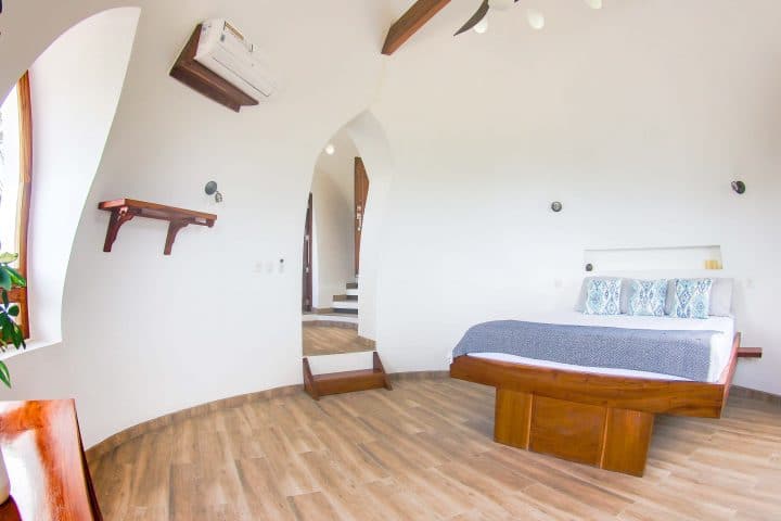 Bedroom in Casa Domos dome house.