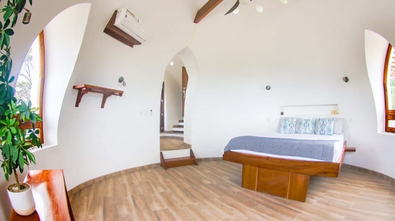 Bedroom in Casa Domos dome house.