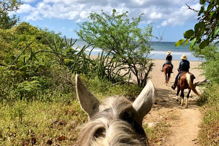 Riding onto the beach.