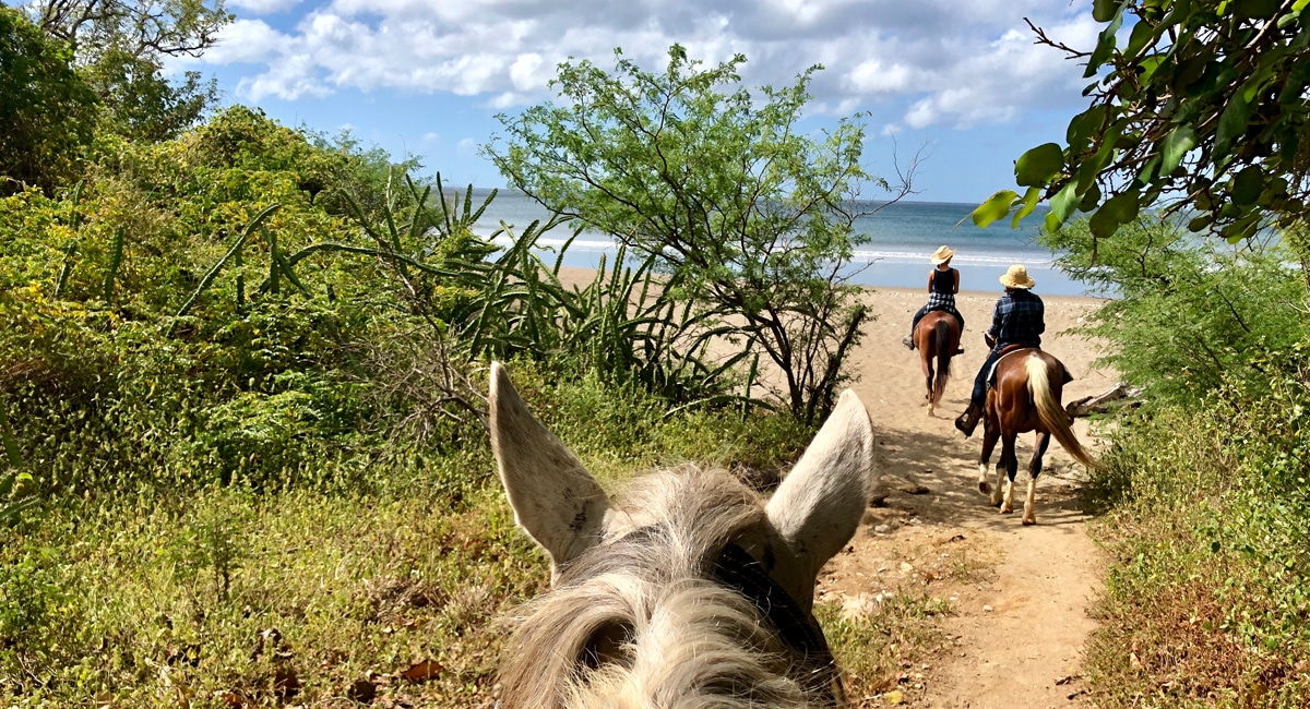 Riding onto the beach.