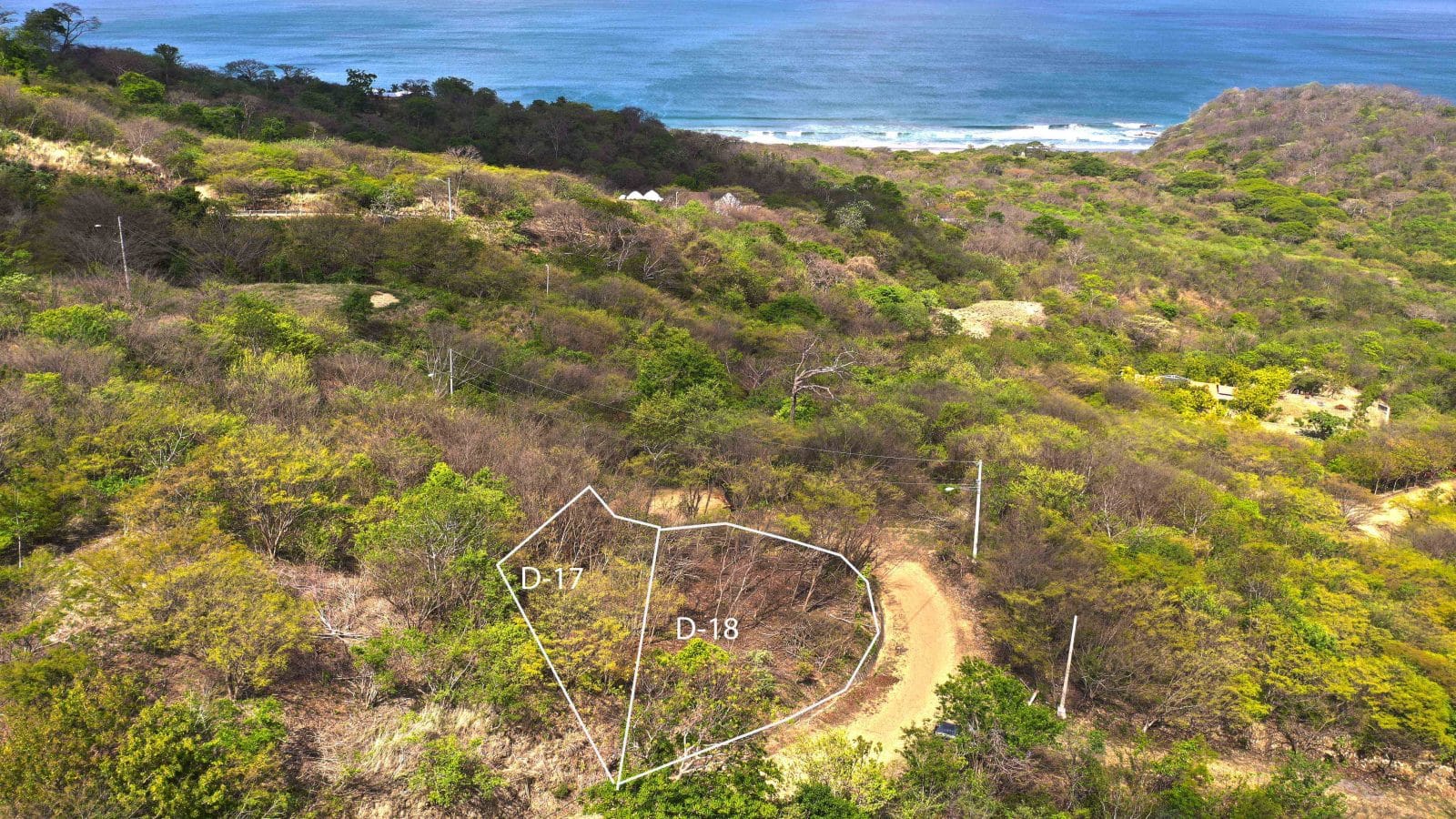 Ocean View Lot near Playa Yankee has road frontage on two sides.