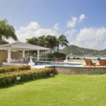 Backyard pool side view