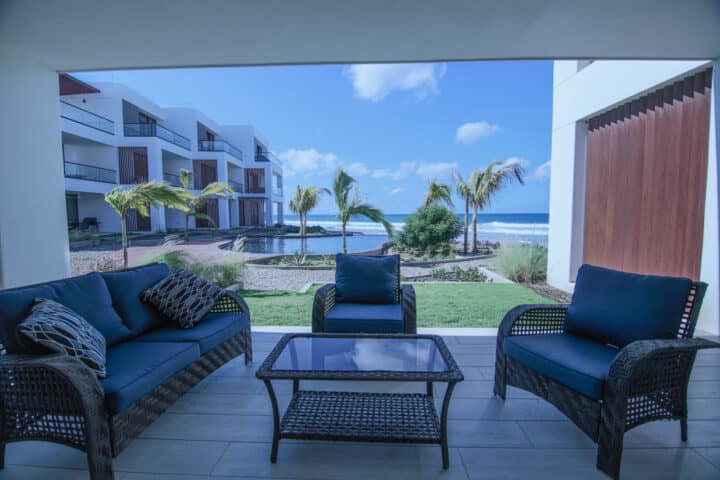 Terrace with a Few Steps to the Ocean.