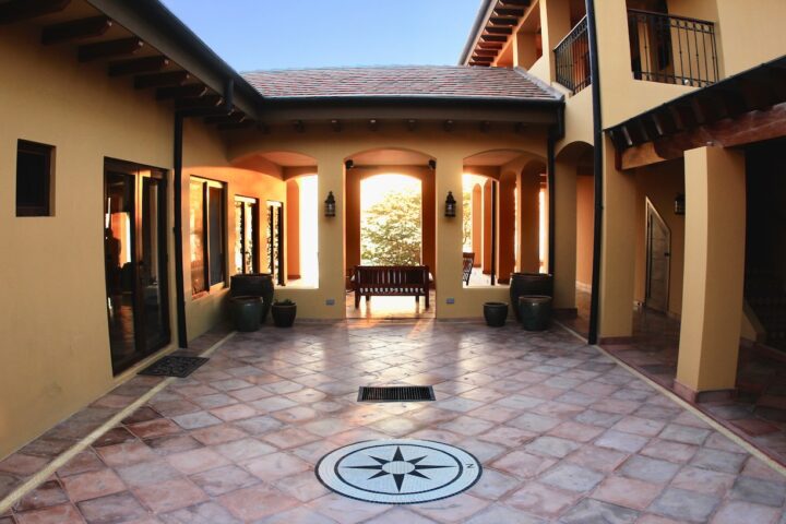 Open courtyard in beachfront home