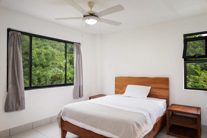 Guesthouse bedroom above carport