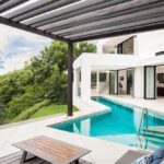 Shaded area overlooking pool