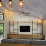 Living room with TV and sofa photo