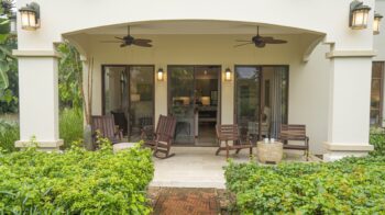 Covered terrace entrance to this Beachfront Pacific Condo at Rancho Santana