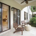 Sitting area with sliding doors and natural light