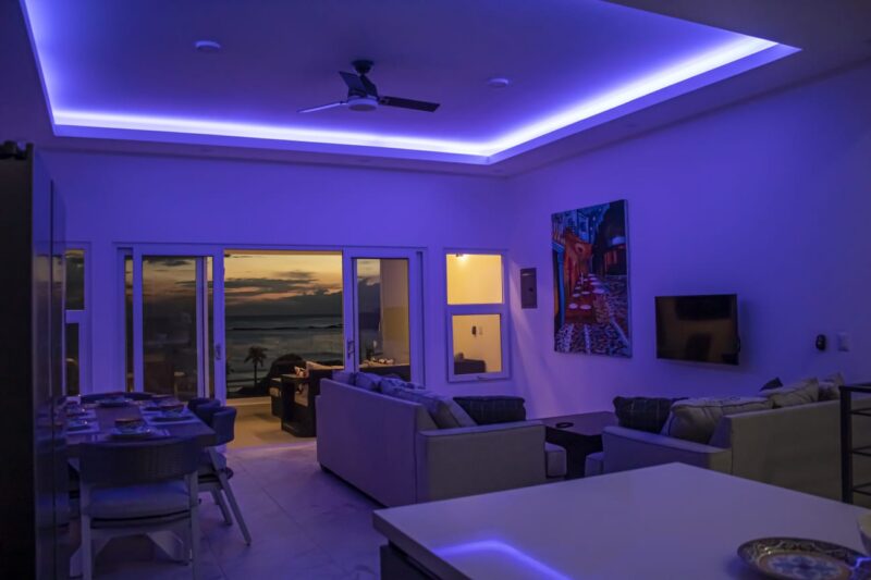 living room with lights led in Turnkey Bay View Condo