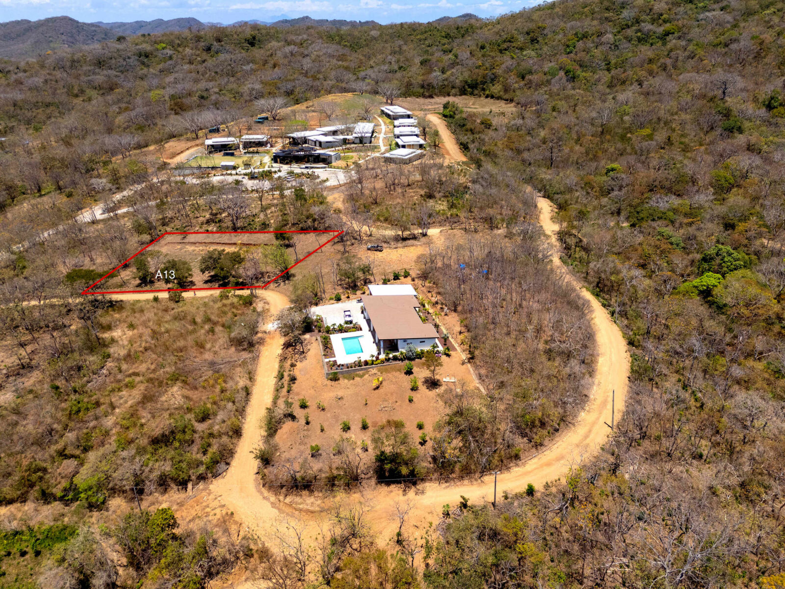 Lot boundaries marked from the air
