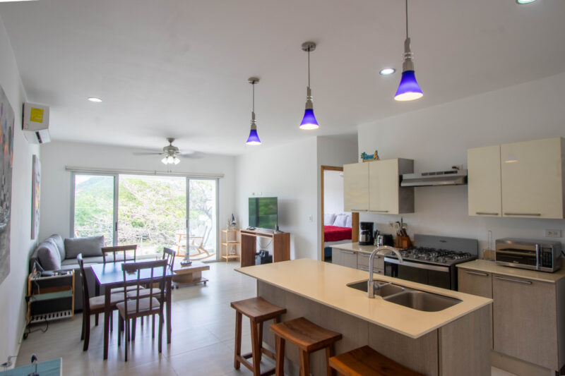Open-plan living and dining area with natural light
