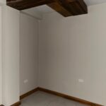 Teak trim and beams in the office interior