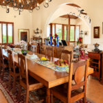 Formal dining hall with seating for a crowd