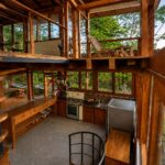 Spiral staircase beside the kitchen