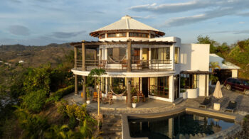 Lighthouse-style hilltop home at Pacific Marlin with its round tower and infinity pool