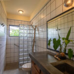 Tiled shower in the guest casita bathroom