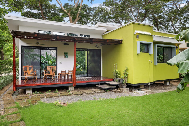 The Modern Eco Casita at Hacienda Iguana with its wood deck and garden