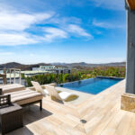 Covered terrace and infinity pool at the Modern Ocean View Villa at Pacific Marlin