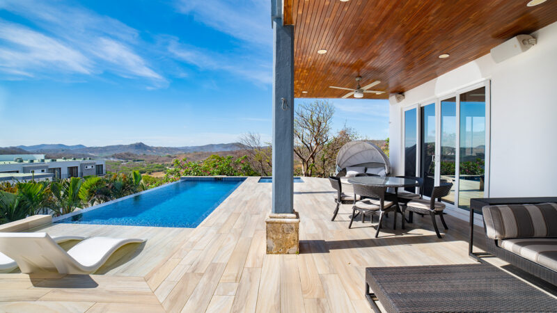 Sunset-facing pool terrace at this Pacific Marlin villa