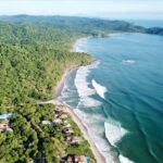 Aerial view of Playa Colorado's surf and coastline