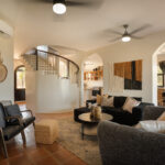 Open-plan living room with seating