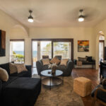 Living area with ocean views at Rosada Seascape in Rancho Santana