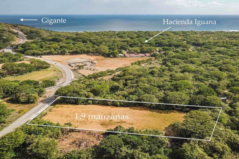 Overview aerial marking the parcel between Playa Gigante and Hacienda Iguana