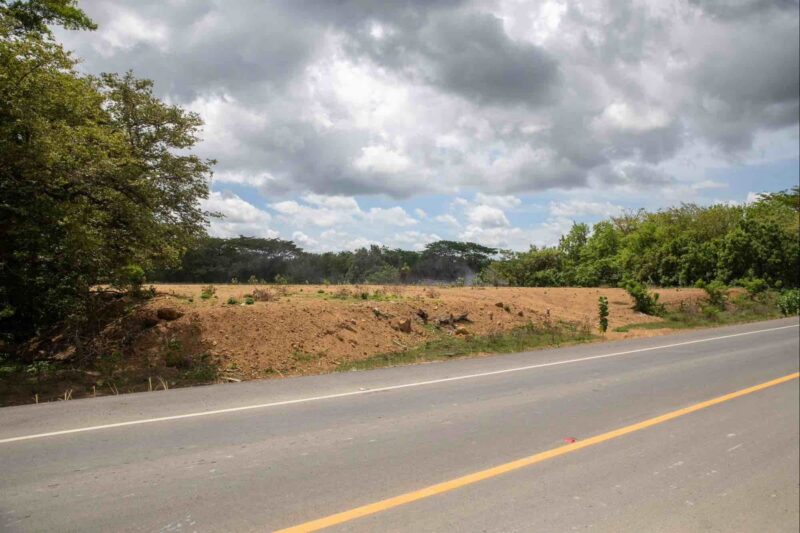 Highway frontage bordering the property