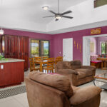 Open-plan living area beside the kitchen