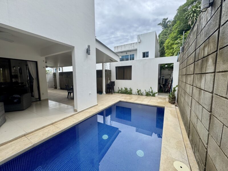 Private pool alongside the covered outdoor living area