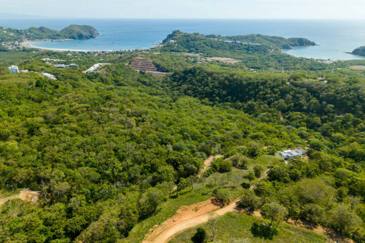 Panoramic views near TreeCasa — aerial over the hills to San Juan del Sur Bay