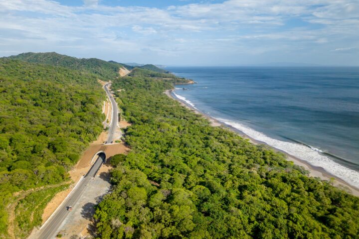 The Costanera coastal highway at Brito Beach, Rivas, Nicaragua