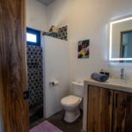 Guest bathroom with tiled shower