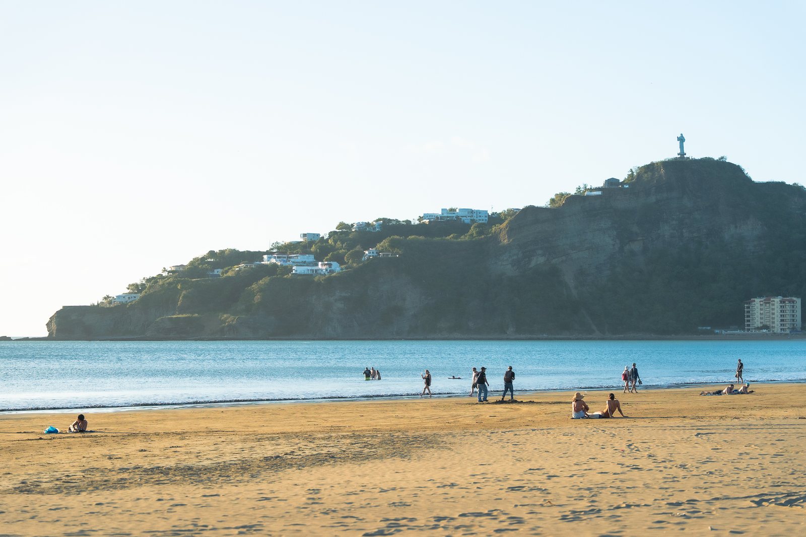 Visitors on the beach in San Juan del Sur bay, Nicaragua, 2026