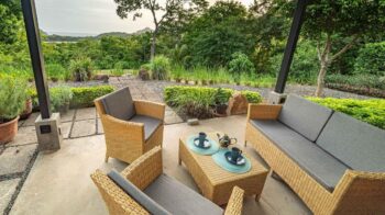 Covered patio with bay view at Bay View Home in Lomas de Palermo, San Juan del Sur