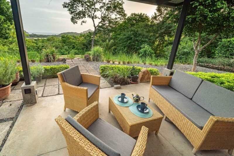Covered patio with bay view at Bay View Home in Lomas de Palermo, San Juan del Sur