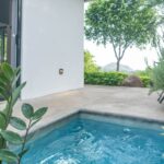Plunge pool in a walled garden courtyard