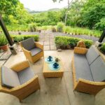 Covered patio lounge seating facing the hills, Lomas de Palermo