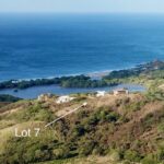 Aerial of the coastline with Lot 7 marked on the hillside
