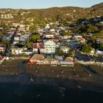 Aerial of the Casa Marina building and the town of San Juan del Sur