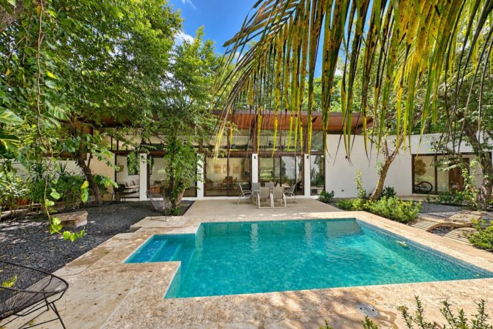 Pool and main house at Pool Home with Studio in Hacienda Iguana, Tola Nicaragua